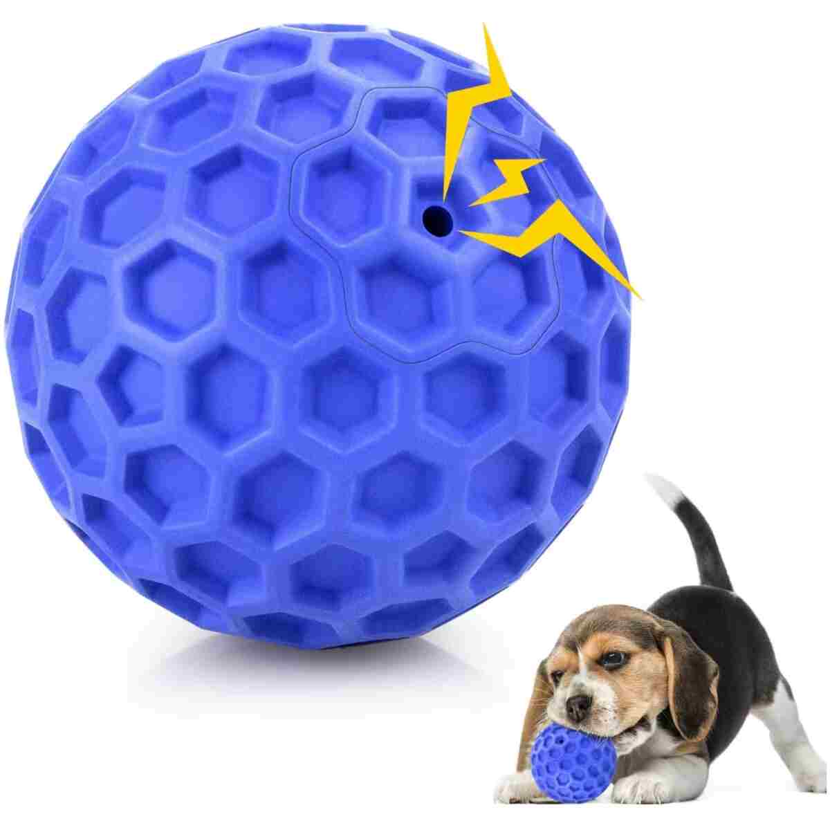 Indestructible Squeaky Dog Ball, Relieves Anxiety, Cleans Teeth, Interactive Chew Toy for Aggressive Chewers, Dog Toy for Large Breeds, Outdoor Waterproof