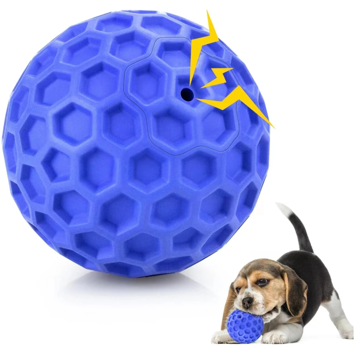 Indestructible Squeaky Dog Ball, Relieves Anxiety, Cleans Teeth, Interactive Chew Toy for Aggressive Chewers, Dog Toy for Large Breeds, Outdoor Waterproof