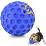 Indestructible Squeaky Dog Ball, Relieves Anxiety, Cleans Teeth, Interactive Chew Toy for Aggressive Chewers, Dog Toy for Large Breeds, Outdoor Waterproof