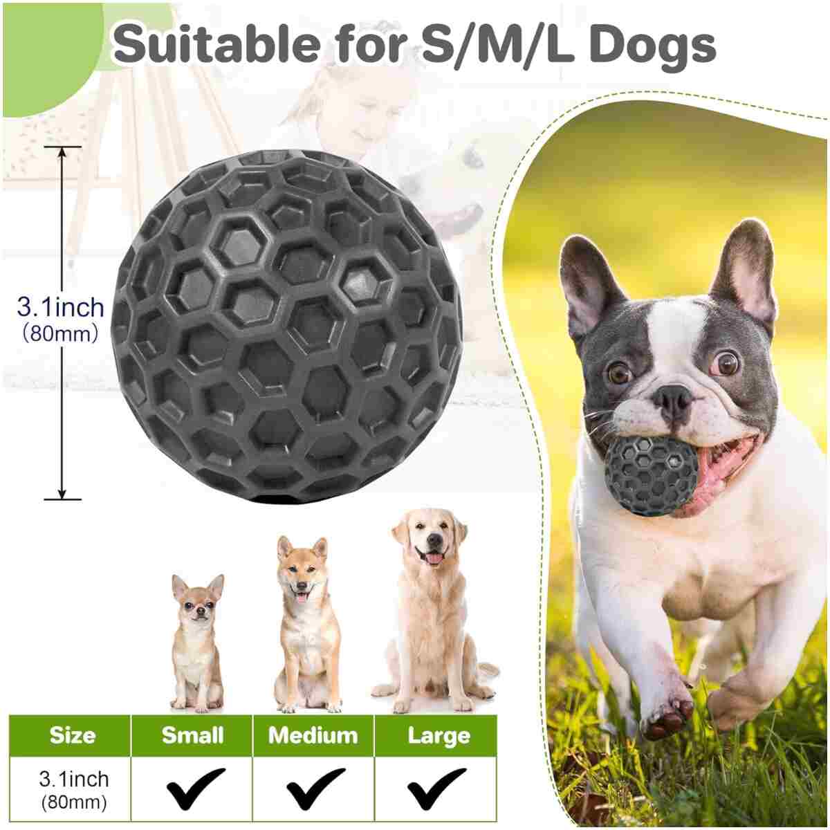 Indestructible Squeaky Dog Balls, Dog Toys for Aggressive Chewers Large Breed for Relieving Anxiety, Tough Dog Chew Toys Balls for Aggressive Chewers, Outdoor Squeaky Dog Toys...