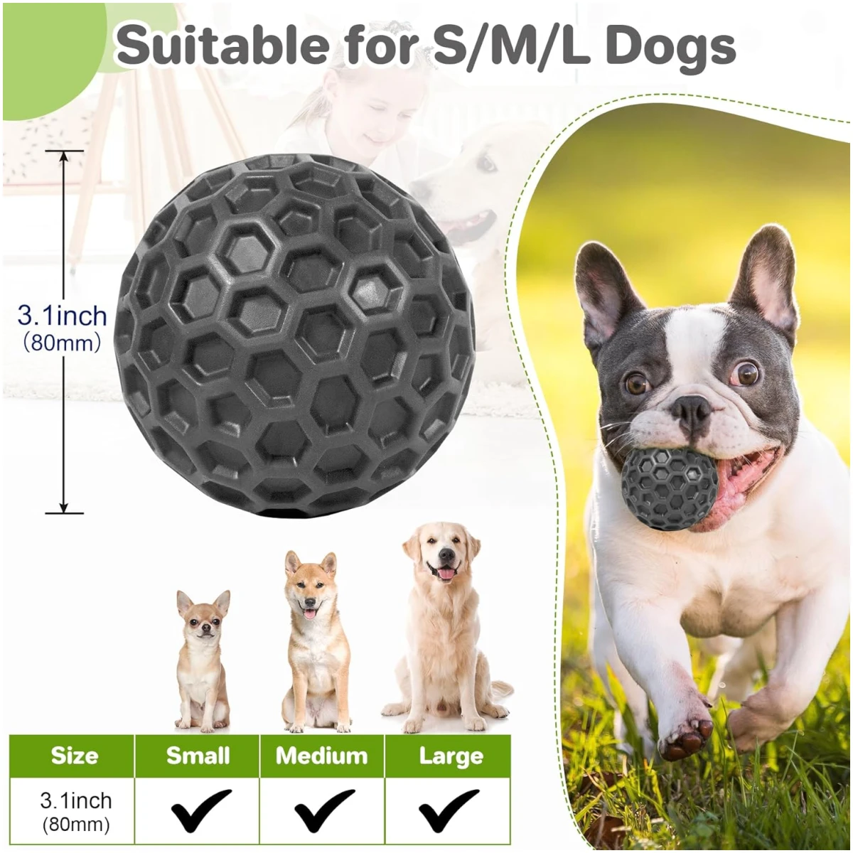 Indestructible Squeaky Dog Balls, Dog Toys for Aggressive Chewers Large Breed for Relieving Anxiety, Tough Dog Chew Toys Balls for Aggressive Chewers, Outdoor Squeaky Dog Toys...
