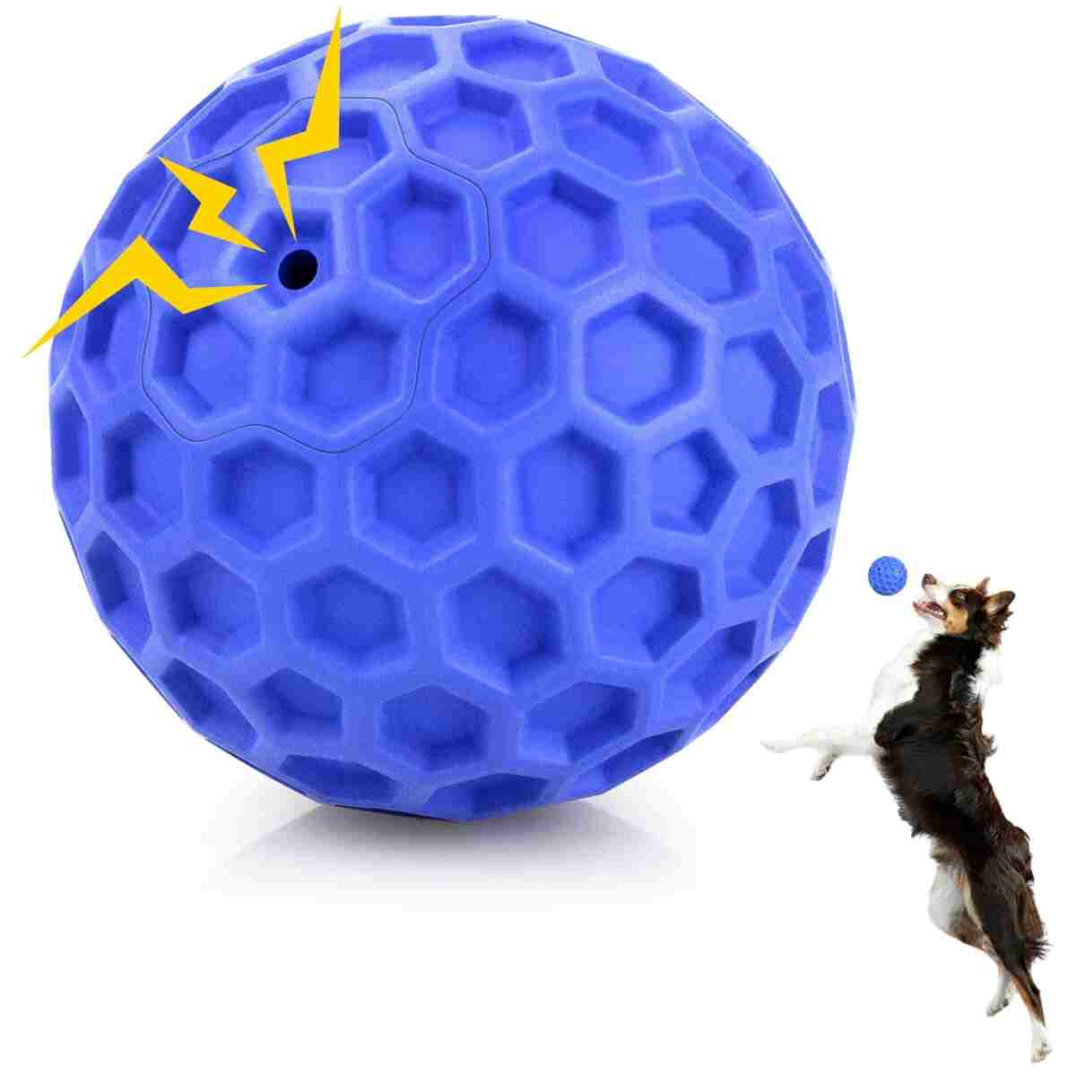 Indestructible Squeaky Dog Balls, Dog Toys for Aggressive Chewers Large Breed for Relieving Anxiety, Tough Dog Chew Toys Balls for Aggressive Chewers, Outdoor Squeaky Dog Toys...
