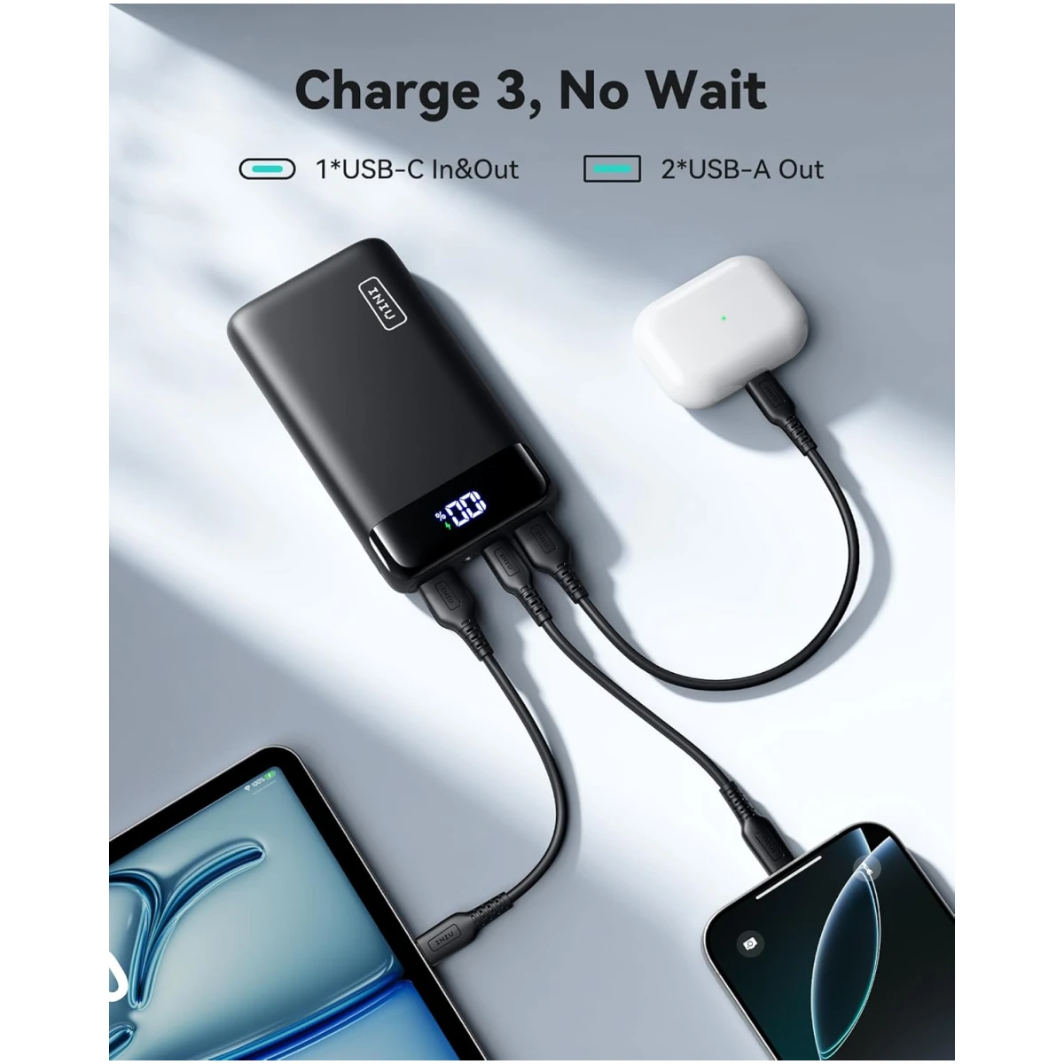INIU Portable Charger, 22.5W 20000mAh USB C in & Out Power Bank Fast Charging, PD 3.0+QC 4.0 LED Display Phone Battery Pack Compatible with iPhone 16 15 14 13 Pro Samsung S23...