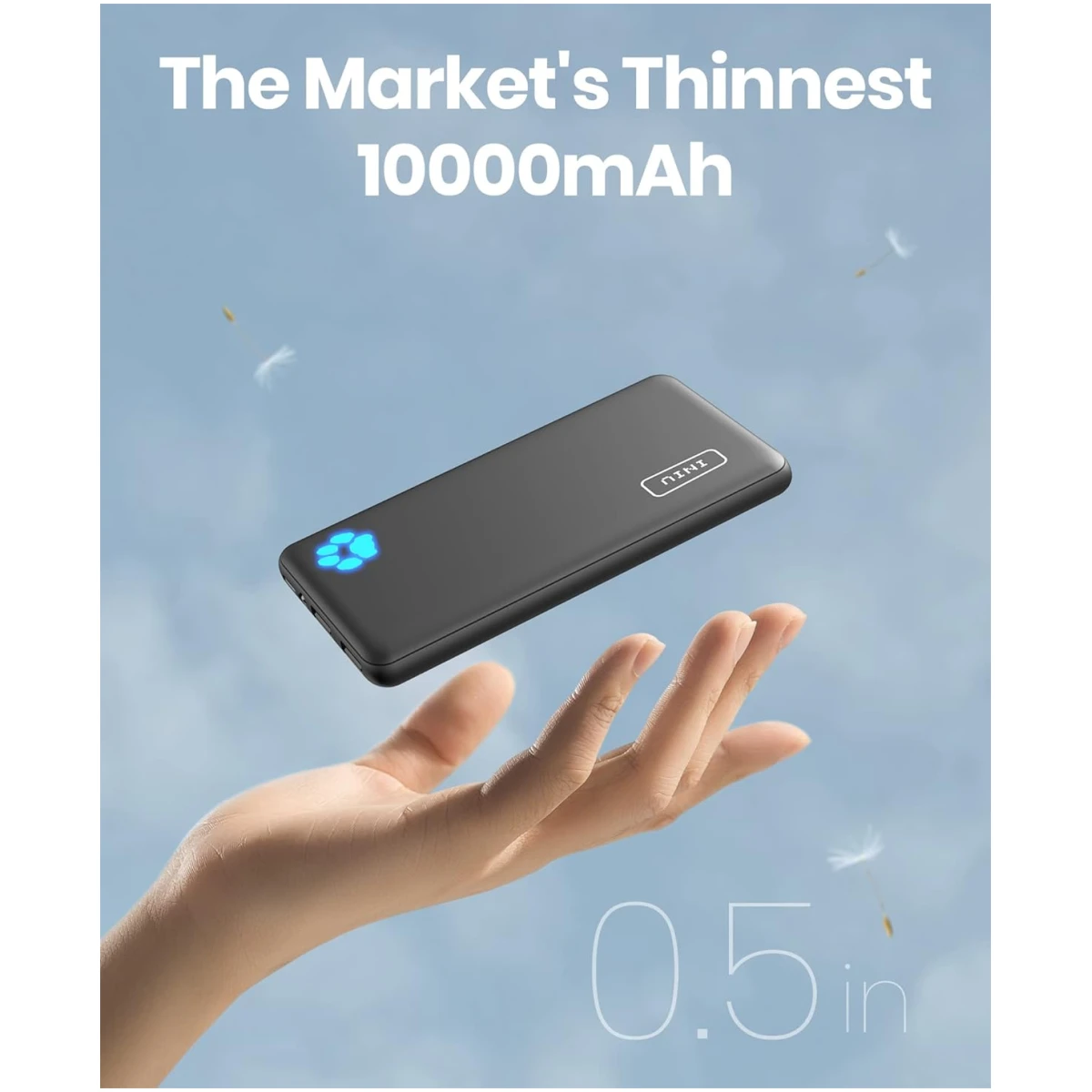 INIU Portable Charger, Slimmest 10000mAh 5V/3A Power Bank, USB C in&out High-Speed Charging Battery Pack, External Phone Powerbank Compatible with iPhone 16 15 14 13 12 Samsung...
