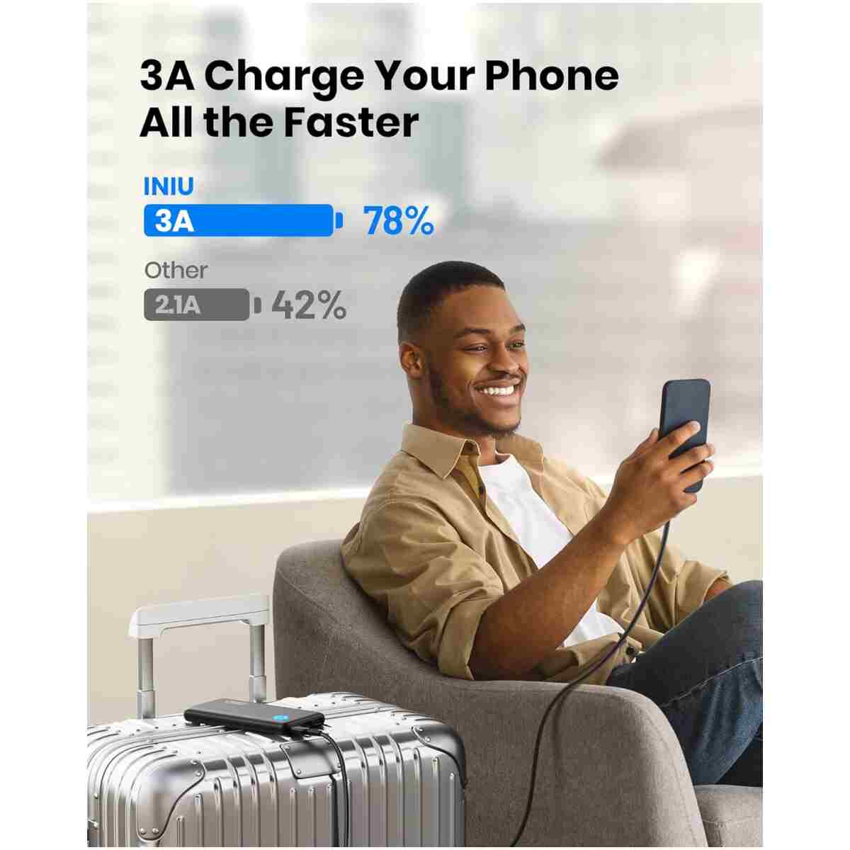 INIU Portable Charger, Slimmest 10000mAh 5V/3A Power Bank, USB C in&out High-Speed Charging Battery Pack, External Phone Powerbank Compatible with iPhone 16 15 14 13 12 Samsung...