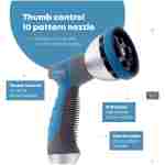 INNAV8 Garden Hose Nozzle Sprayer Heavy Duty - Features 10 Spray Patterns, THUMB CONTROL On Off Valve for Easy Water Control - HIGH Pressure Nozzle for Hose Outdoor