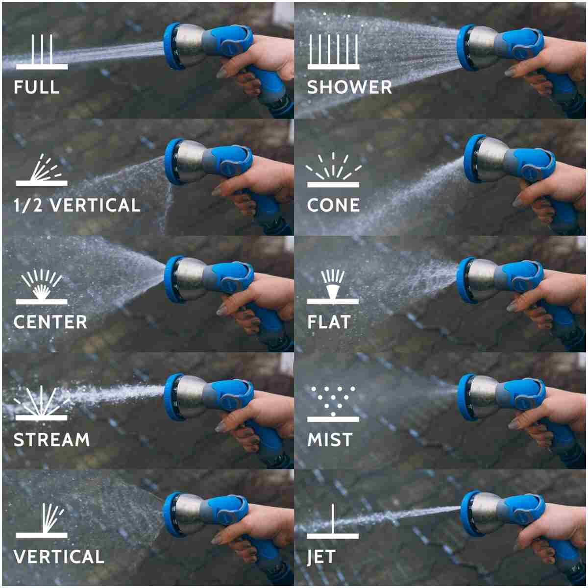 INNAV8 Garden Hose Nozzle Sprayer Heavy Duty - Features 10 Spray Patterns, THUMB CONTROL On Off Valve for Easy Water Control - HIGH Pressure Nozzle for Hose Outdoor