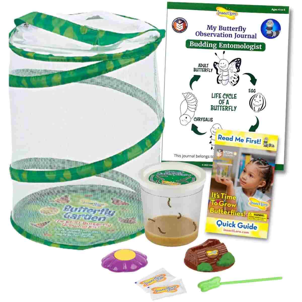 Insect Lore Butterfly Garden Kit, Painted Lady Butterfly Kit with Voucher for Live Caterpillars, Butterfly Habitat, STEM Journal & More