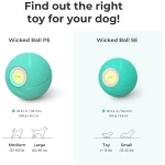 Intelligent Interactive Dog Toy, [Enhanced Rubber Version] Wicked Ball PE,3 Interactive Modes,Active Rolling Ball for Medium and Large Dogs with LED Lights,DC Rechargeable
