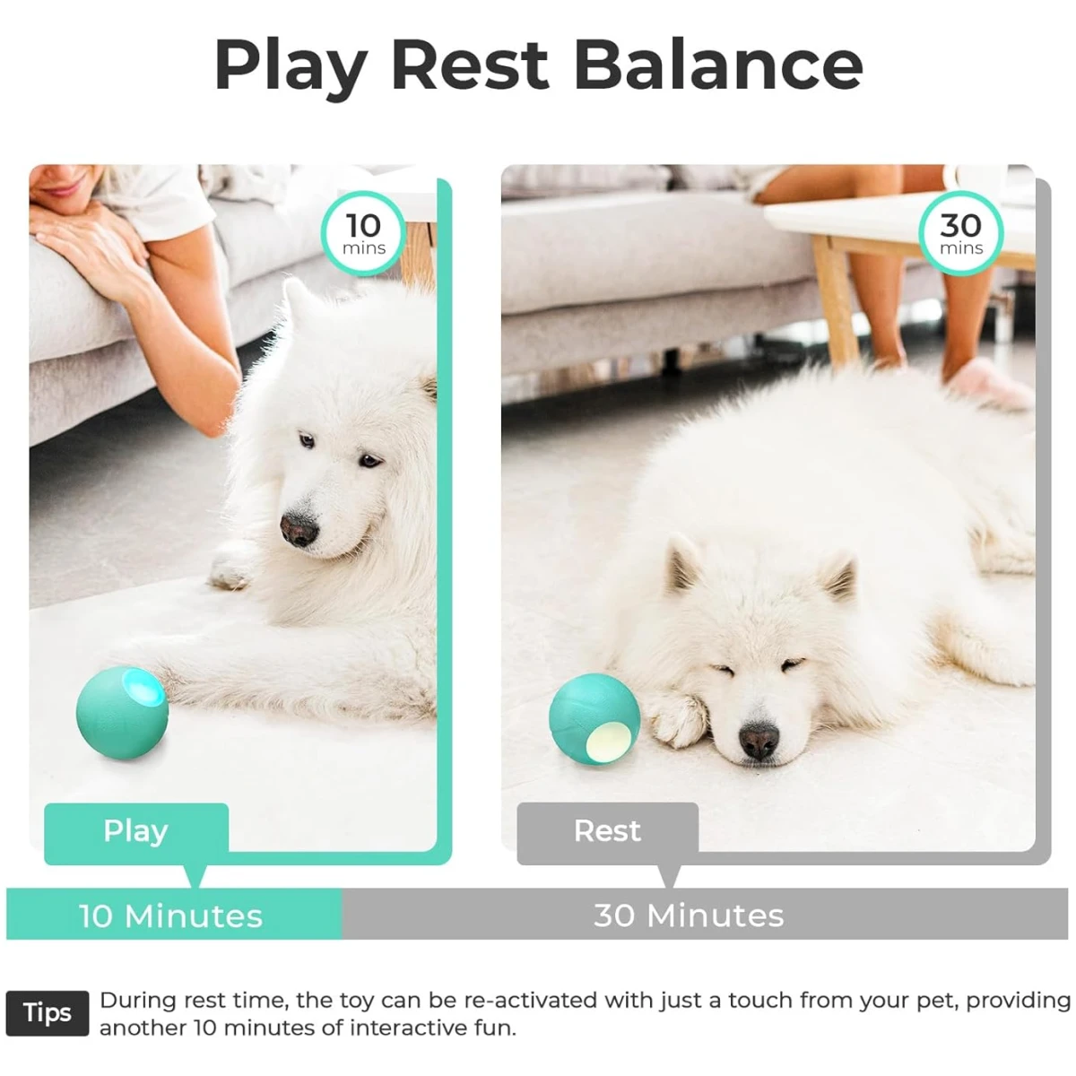 Intelligent Interactive Dog Toy, [Enhanced Rubber Version] Wicked Ball PE,3 Interactive Modes,Active Rolling Ball for Medium and Large Dogs with LED Lights,DC Rechargeable