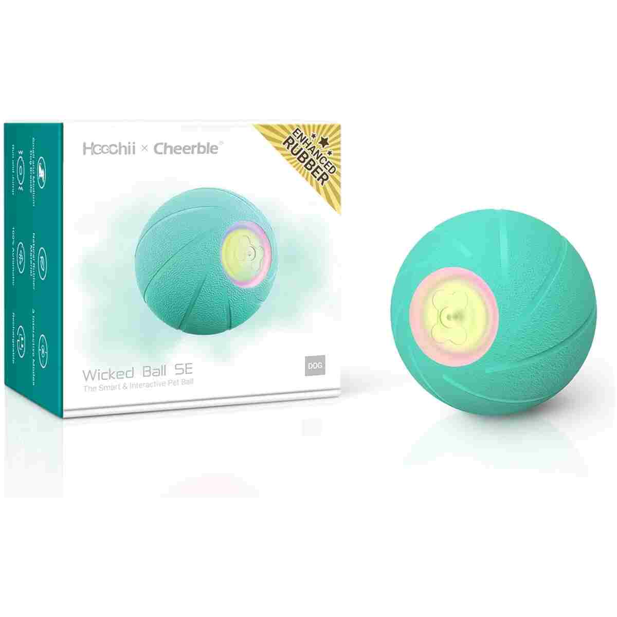 Intelligent Interactive Dog Toy, [Enhanced Rubber Version] Wicked Ball PE,3 Interactive Modes,Active Rolling Ball for Medium and Large Dogs with LED Lights,DC Rechargeable