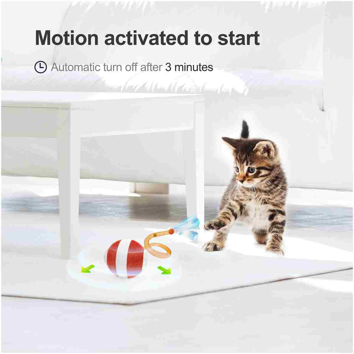 Interactive Cat Toys for Indoor Cats,The 3rd Generation Agile Moving Cat Ball with Elastic Mesh Tail,Automatic Kitten Toys for Bored Indoor Adult Cats,Motion Activated