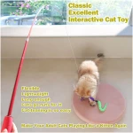 Interactive Cat Toys - Retractable Wand Toy and Feather Toys Refills for Indoor Cats to Chase and Exercise