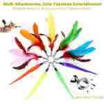 Interactive Cat Toys - Retractable Wand Toy and Feather Toys Refills for Indoor Cats to Chase and Exercise