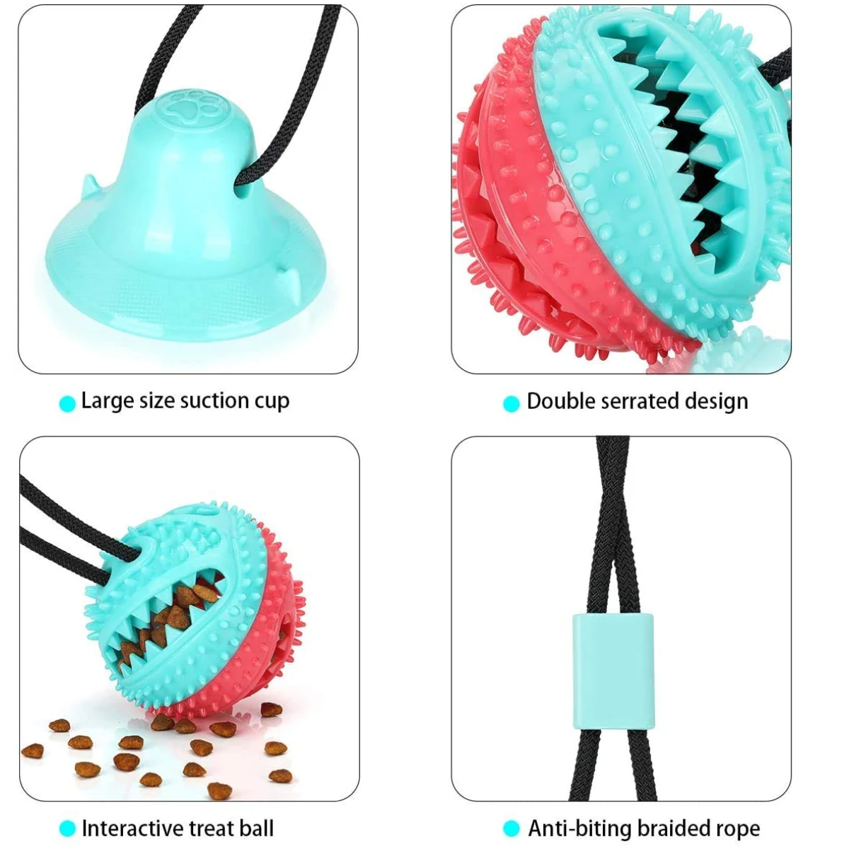 Interactive Dog Toys Tug of War, Mentally Stimulating Toys for Dogs, Puppy Teething Toys for Boredom to Keep Them Busy, Dog Puzzle Treat Food Dispensing Ball Toy for Small...