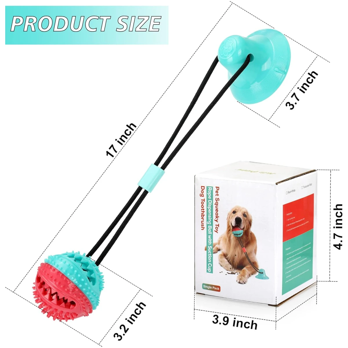 Interactive Dog Toys Tug of War, Mentally Stimulating Toys for Dogs, Puppy Teething Toys for Boredom to Keep Them Busy, Dog Puzzle Treat Food Dispensing Ball Toy for Small...