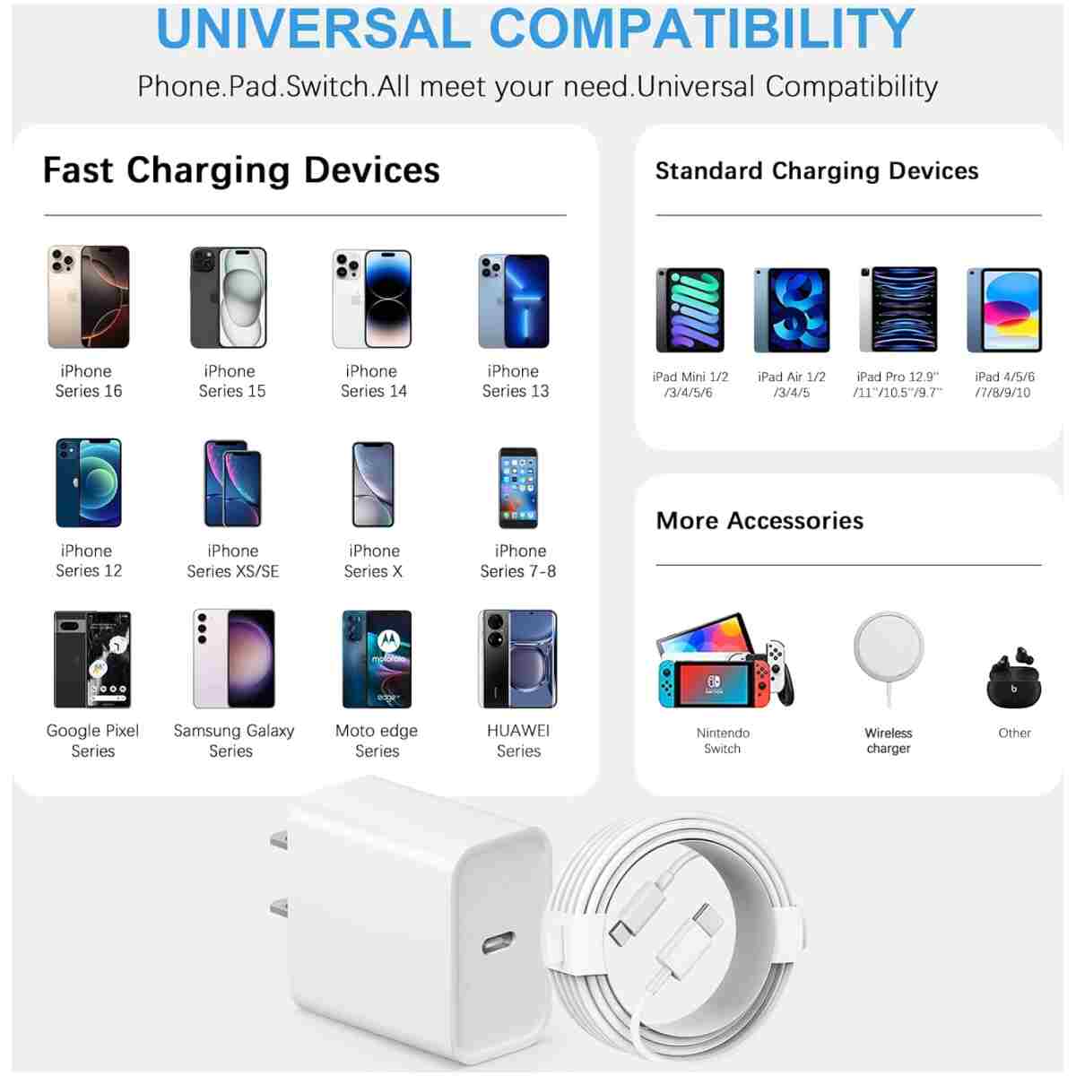 iPhone 16 15 Charger Fast Charging Type C Chargers USB C Charger Block iPhone 16 Chargers with 2 Pack 6FT Cable for iPhone 16/16 Plus/16 Pro/16 Pro Max/iPhone 15/15 Pro Max/iPad...