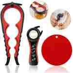 Jar Opener for Weak Hands, Seniors with Arthritis, 5 in 1 Multi Function Bottle Opener Lid Opener For Arthritic Hands with Non Slip Rubber Jar opener Gripper Pad