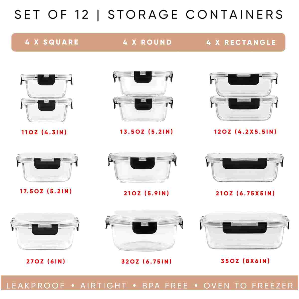 JoyJolt JoyFul 24pc(12 Airtight, Freezer Safe Food Storage Containers and 12 Lids), Pantry Kitchen Storage Containers, Glass Meal Prep Container for Lunch, Glass Storage...