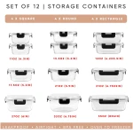 JoyJolt JoyFul 24pc(12 Airtight, Freezer Safe Food Storage Containers and 12 Lids), Pantry Kitchen Storage Containers, Glass Meal Prep Container for Lunch, Glass Storage...