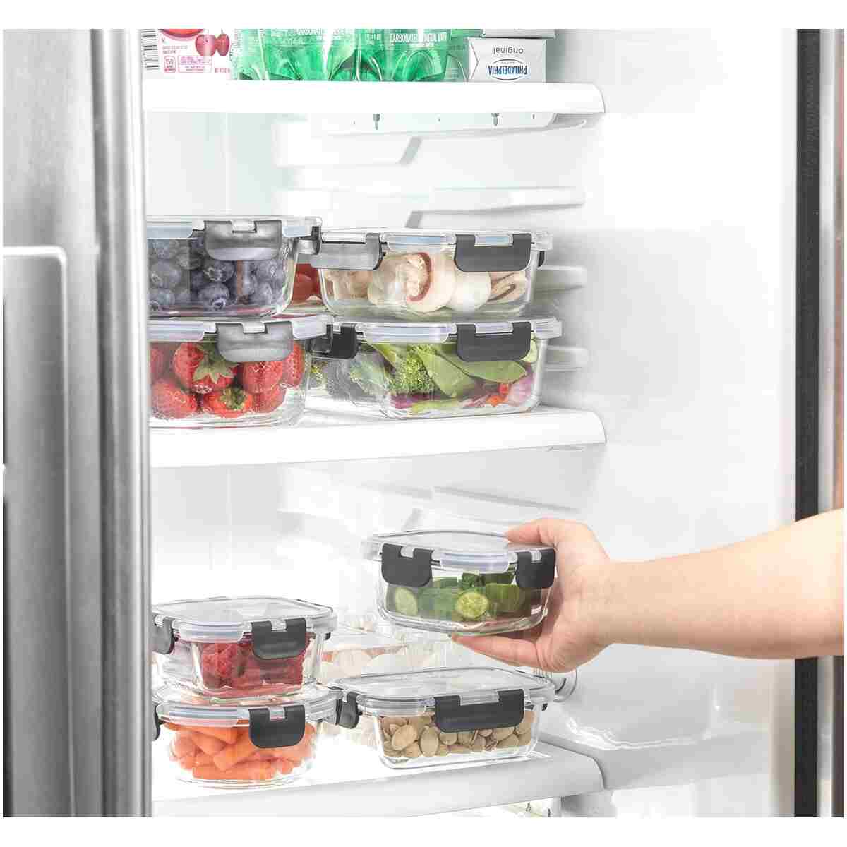 JoyJolt JoyFul 24pc(12 Airtight, Freezer Safe Food Storage Containers and 12 Lids), Pantry Kitchen Storage Containers, Glass Meal Prep Container for Lunch, Glass Storage...