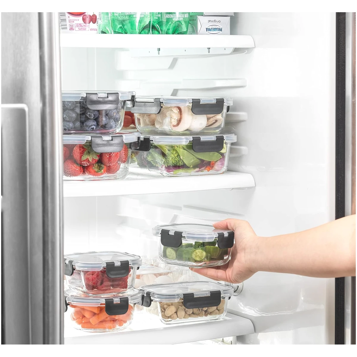 JoyJolt JoyFul 24pc(12 Airtight, Freezer Safe Food Storage Containers and 12 Lids), Pantry Kitchen Storage Containers, Glass Meal Prep Container for Lunch, Glass Storage...