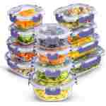 JoyJolt JoyFul 24pc(12 Airtight, Freezer Safe Food Storage Containers and 12 Lids), Pantry Kitchen Storage Containers, Glass Meal Prep Container for Lunch, Glass Storage...