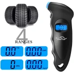 JUSTTOP Digital Tire Pressure Gauge, 150PSI 4 Setting for Cars, Trucks and Bicycles, Backlit LCD and Anti-Skid Grip for Easy and Accurate Reading(Black)