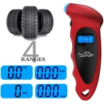 JUSTTOP Digital Tire Pressure Gauge, 150PSI 4 Setting for Cars, Trucks and Bicycles, Backlit LCD and Anti-Skid Grip for Easy and Accurate Reading(Black)