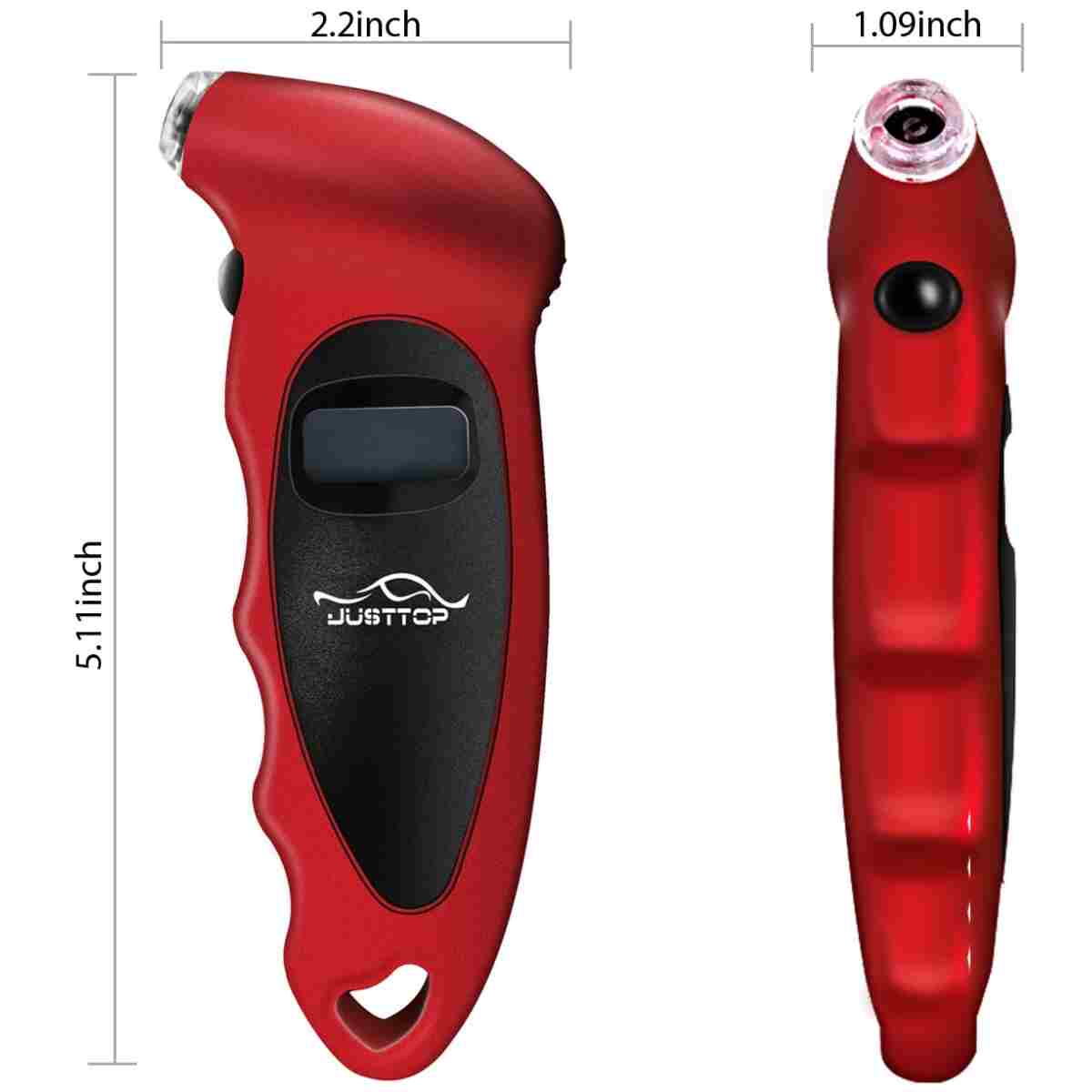 JUSTTOP Digital Tire Pressure Gauge, 150PSI 4 Setting for Cars, Trucks and Bicycles, Backlit LCD and Anti-Skid Grip for Easy and Accurate Reading(Black)