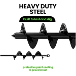 K-Brands Auger Drill Bit for Planting 2 Pack 1.6 x 16 Inch & 3.5 x 16 Inch Set – Garden Spiral Hole and Bulb Planter Tool for Umbrella Holes - Compatible with 3/8 Inch Hex Drive