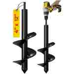 K-Brands Auger Drill Bit for Planting 2 Pack 1.6 x 16 Inch & 3.5 x 16 Inch Set – Garden Spiral Hole and Bulb Planter Tool for Umbrella Holes - Compatible with 3/8 Inch Hex Drive