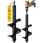 K-Brands Auger Drill Bit for Planting 2 Pack 1.6 x 16 Inch & 3.5 x 16 Inch Set – Garden Spiral Hole and Bulb Planter Tool for Umbrella Holes - Compatible with 3/8 Inch Hex Drive