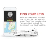 KeySmart Pro - Compact Smart Key Holder w LED Flashlight & Tile Bluetooth, EDC Key Organizer, Attach Car Key Fob, Other Mini Tools & Accessories (up to 10 Keys, White) -...