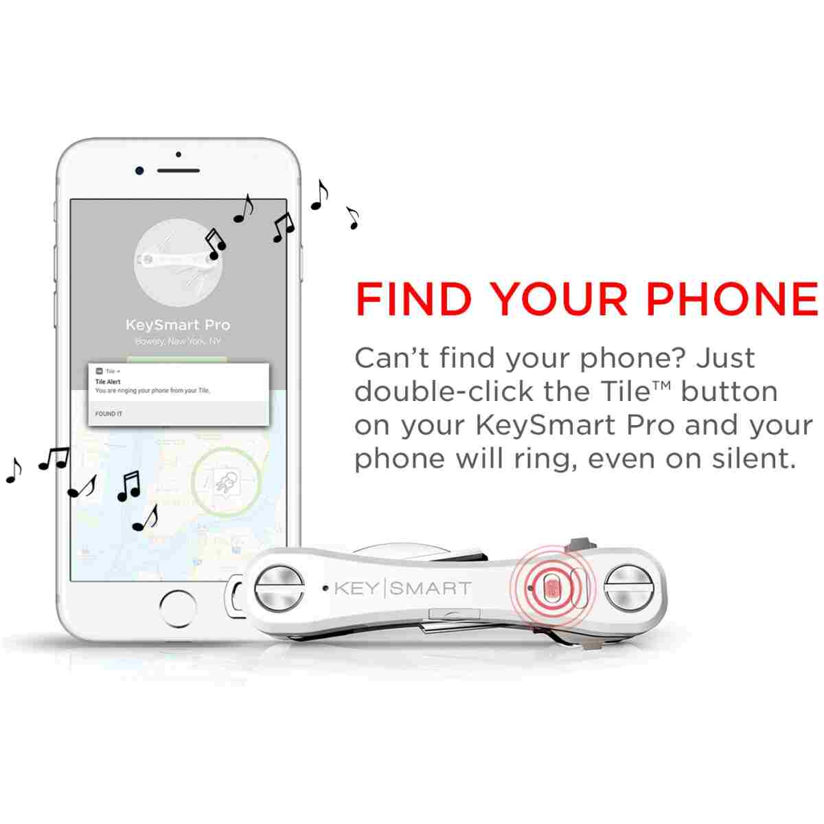 KeySmart Pro - Compact Smart Key Holder w LED Flashlight & Tile Bluetooth, EDC Key Organizer, Attach Car Key Fob, Other Mini Tools & Accessories (up to 10 Keys, White) -...