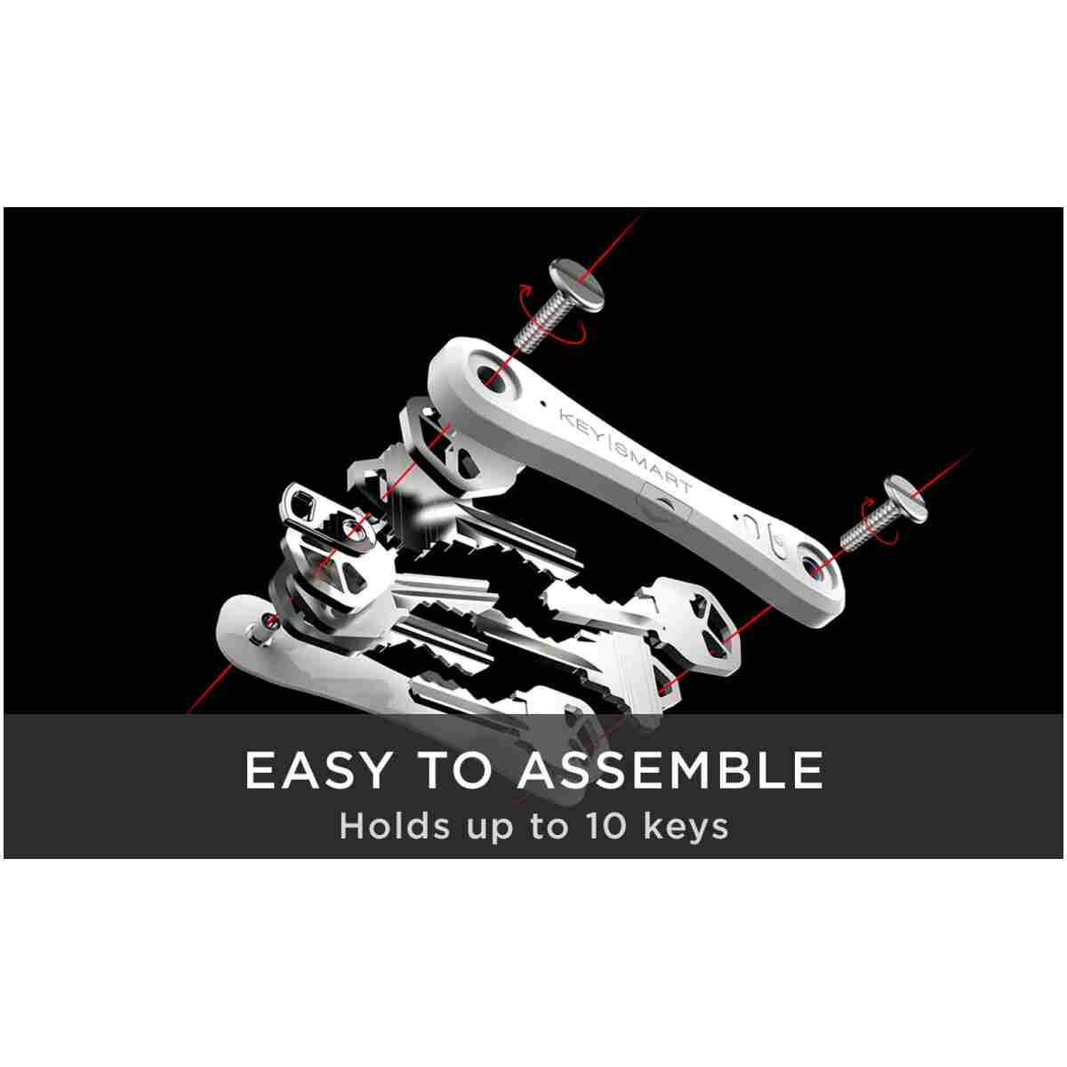 KeySmart Pro - Compact Smart Key Holder w LED Flashlight & Tile Bluetooth, EDC Key Organizer, Attach Car Key Fob, Other Mini Tools & Accessories (up to 10 Keys, White) -...