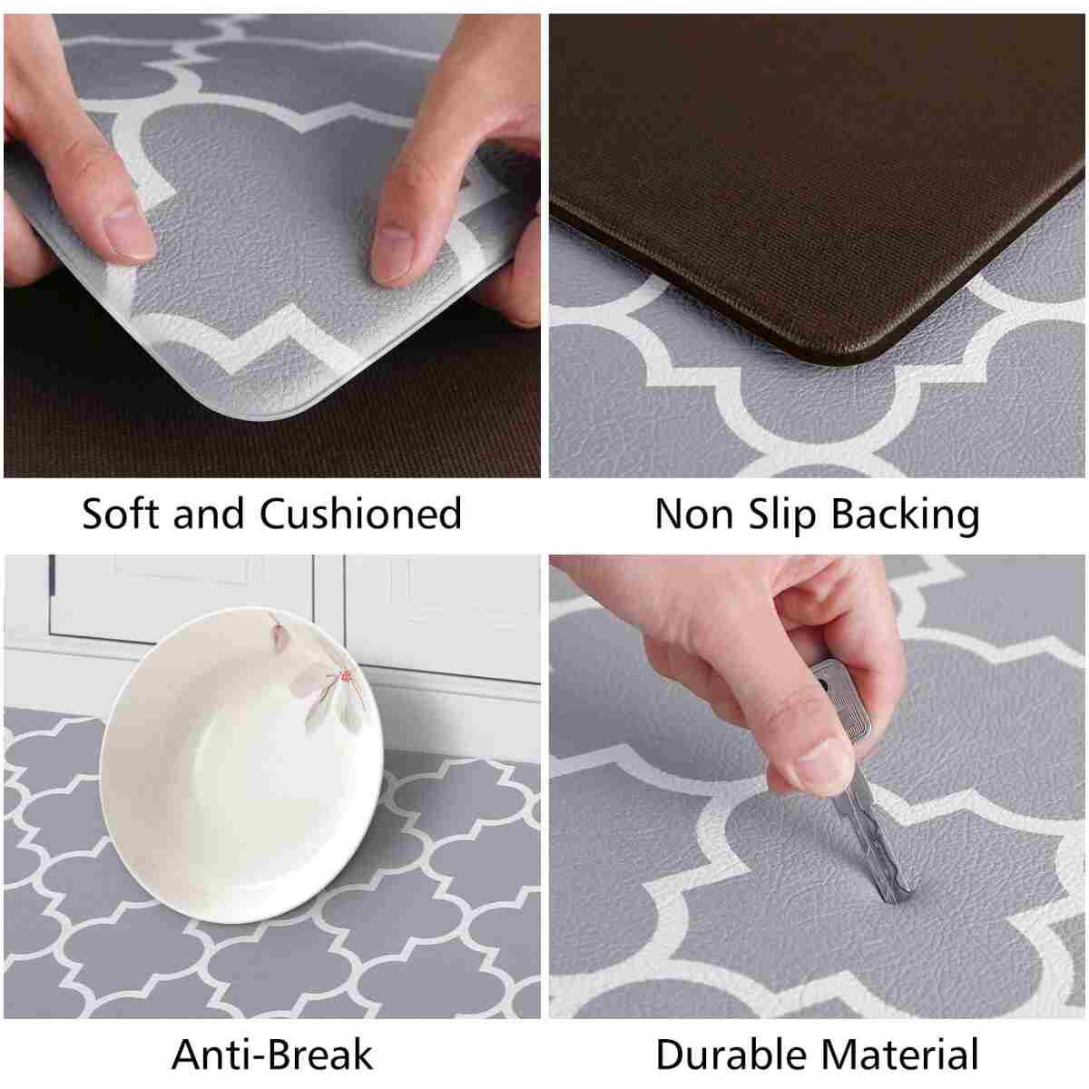 KMAT Kitchen Mat [2 PCS] Cushioned Anti-Fatigue Kitchen Rug, Waterproof Non-Slip Kitchen Mats and Rugs Heavy Duty PVC Ergonomic Comfort Foam Rug for Kitchen, Floor Home, Office,...