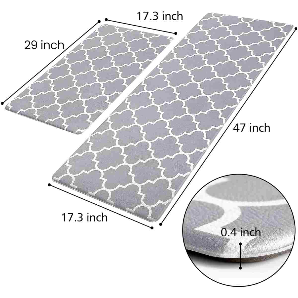 KMAT Kitchen Mat [2 PCS] Cushioned Anti-Fatigue Kitchen Rug, Waterproof Non-Slip Kitchen Mats and Rugs Heavy Duty PVC Ergonomic Comfort Foam Rug for Kitchen, Floor Home, Office,...