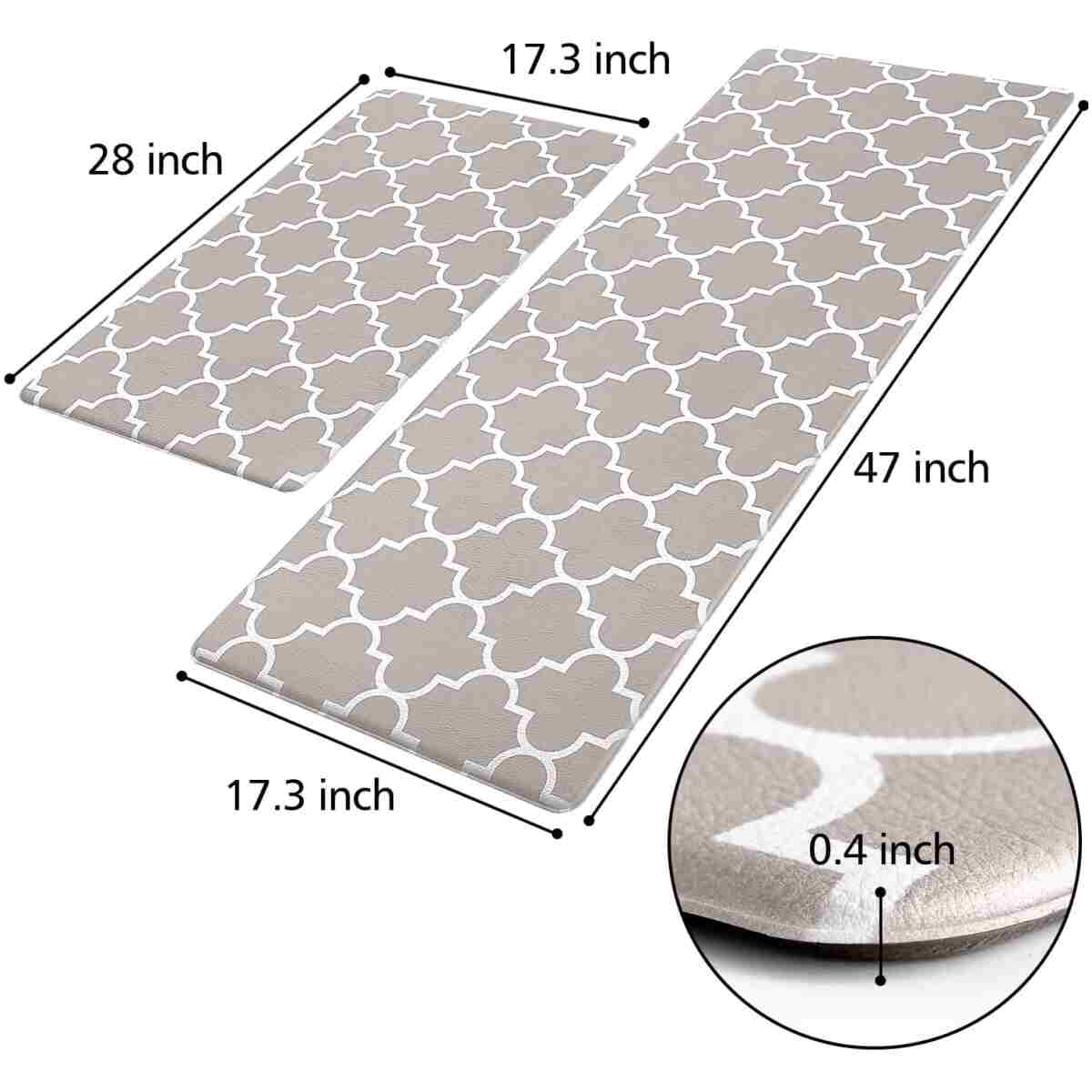 KMAT Kitchen Mat [2 PCS] Cushioned Anti-Fatigue Kitchen Rug, Waterproof Non-Slip Kitchen Mats and Rugs Heavy Duty PVC Ergonomic Comfort Foam Rug for Kitchen, Floor Home, Office,...