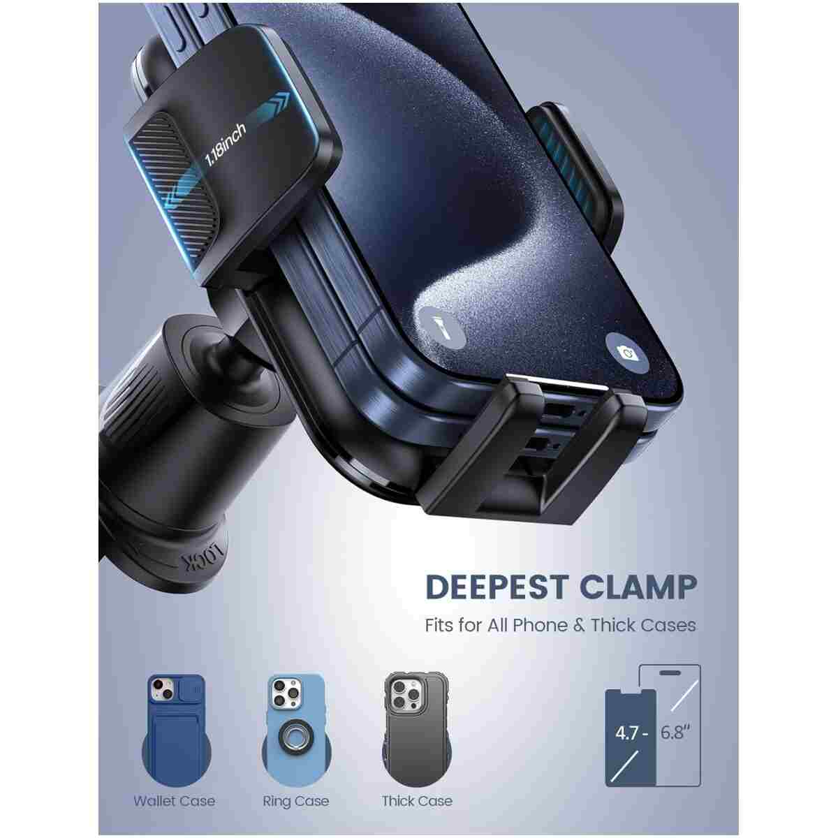 Lamicall 2025 Wider Clamp & Metal Hook Car Phone Holder Vent [Thick Cases Friendly] Phone Holders for Your Car Mount Automobile Hands Free Cradle Air Vent for iPhone 16 15 14 13...