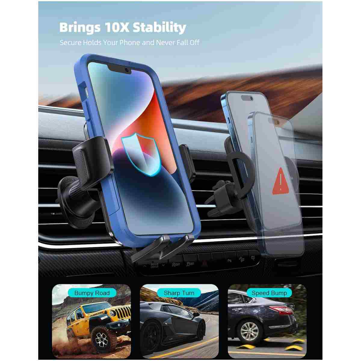 Lamicall 2025 Wider Clamp & Metal Hook Car Phone Holder Vent [Thick Cases Friendly] Phone Holders for Your Car Mount Automobile Hands Free Cradle Air Vent for iPhone 16 15 14 13...