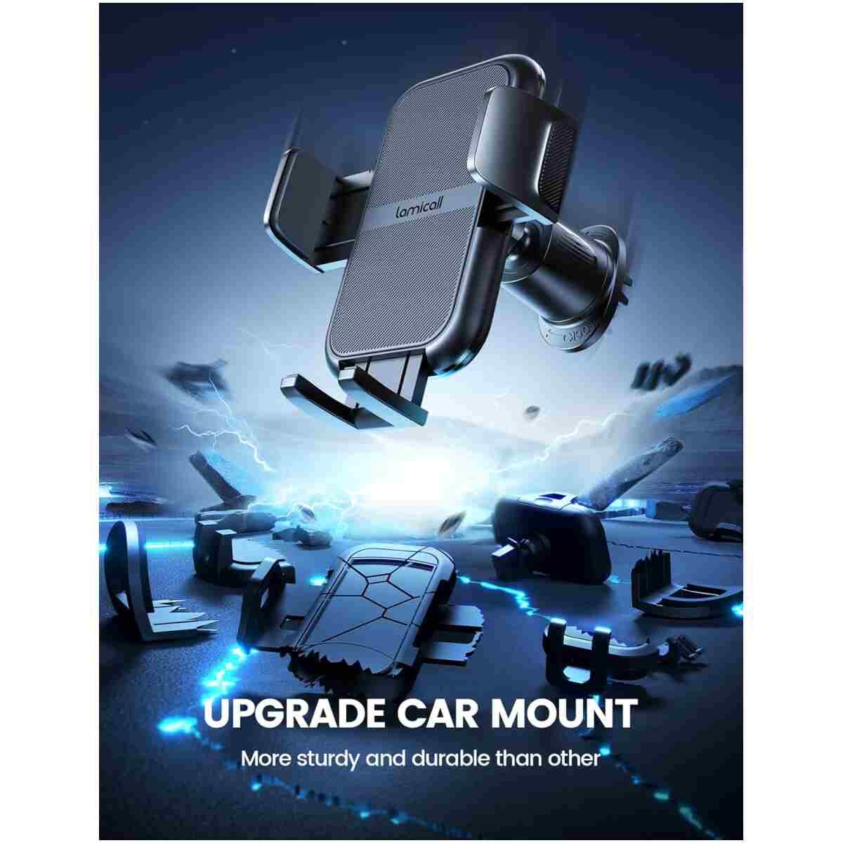 Lamicall 2025 Wider Clamp & Metal Hook Car Phone Holder Vent [Thick Cases Friendly] Phone Holders for Your Car Mount Automobile Hands Free Cradle Air Vent for iPhone 16 15 14 13...
