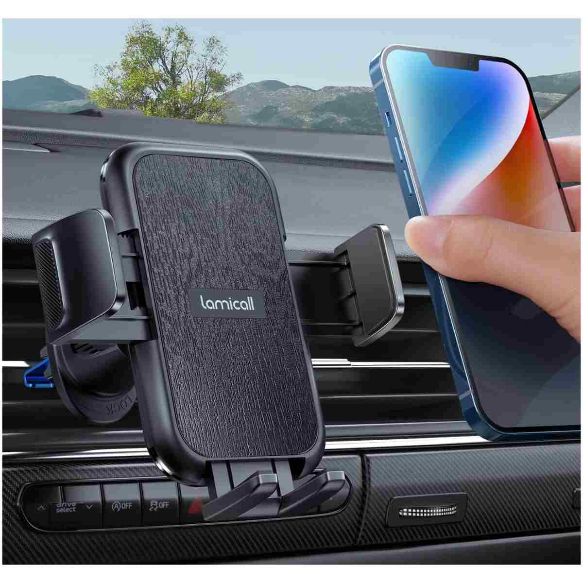 Lamicall 2025 Wider Clamp & Metal Hook Car Phone Holder Vent [Thick Cases Friendly] Phone Holders for Your Car Mount Automobile Hands Free Cradle Air Vent for iPhone 16 15 14 13...