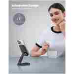 Lamicall Foldable Phone Stand for Desk - Height Adjustable Cell Phone Holder Portable Cellphone Cradle Desktop Dock Compatible with iPhone 16 15 14 13 Pro Max Mini, 12 11 XR X 8...