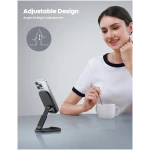 Lamicall Foldable Phone Stand for Desk - Height Adjustable Cell Phone Holder Portable Cellphone Cradle Desktop Dock Compatible with iPhone 16 15 14 13 Pro Max Mini, 12 11 XR X 8...