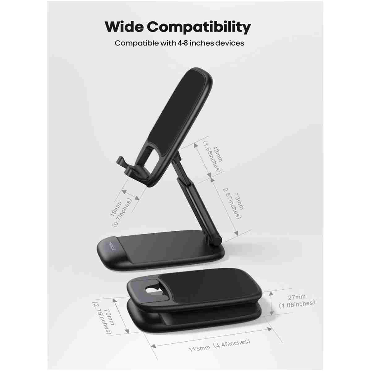 Lamicall Foldable Phone Stand for Desk - Height Adjustable Cell Phone Holder Portable Cellphone Cradle Desktop Dock Compatible with iPhone 16 15 14 13 Pro Max Mini, 12 11 XR X 8...