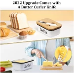 LANDNEOO Butter Dish with Lid and Butter Curler Knife - Unbreakable Stainless Steel Keeper Container with Double Silicone Sealing, for Kitchen Farmhouse Decor
