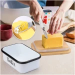 LANDNEOO Butter Dish with Lid and Butter Curler Knife - Unbreakable Stainless Steel Keeper Container with Double Silicone Sealing, for Kitchen Farmhouse Decor