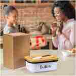 LANDNEOO Butter Dish with Lid and Butter Curler Knife - Unbreakable Stainless Steel Keeper Container with Double Silicone Sealing, for Kitchen Farmhouse Decor