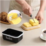 LANDNEOO Butter Dish with Lid and Butter Curler Knife - Unbreakable Stainless Steel Keeper Container with Double Silicone Sealing, for Kitchen Farmhouse Decor